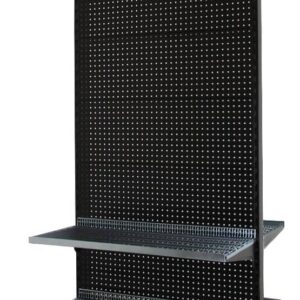 Black double-sided wire gondola starter bay with 1800mm base shelf, ideal for retail display and storage solutions.