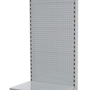 White single-sided 600mm wide medium duty gondola shelving unit with 450mm base shelf, 1800mm high starter bay.