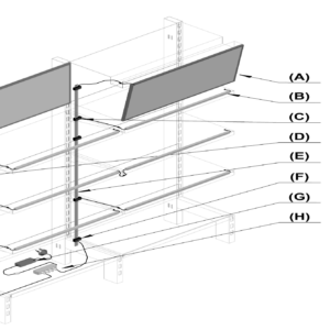 White magnetic power feed connector for shelving systems, essential accessory for efficient storage solutions.