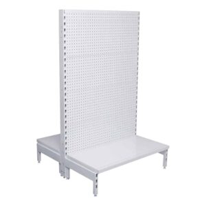 Double-sided wire gondola starter bay with 2100mm base shelf, white, ideal for retail display in Australian stores.