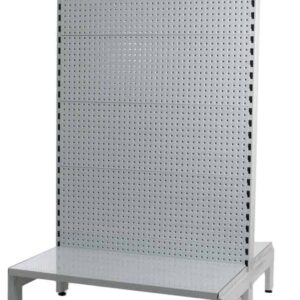 White double-sided wire shelving gondola starter bay with 1500mm base shelf for retail storage solutions.