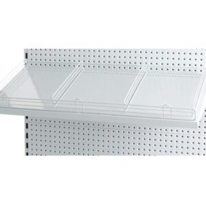 Metal wire shelf divider for organised storage solutions in warehouses and retail. Durable and easy to install.