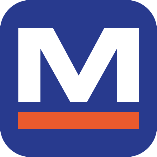 Blue and green abstract logo icon from Mills Shelving, representing innovative shelving solutions and storage efficiency.