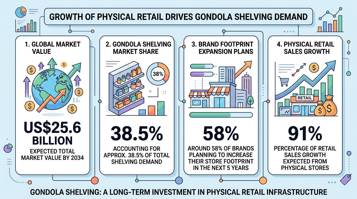 Gondola Shelving Market and Usage Statistics in Retail Stores
